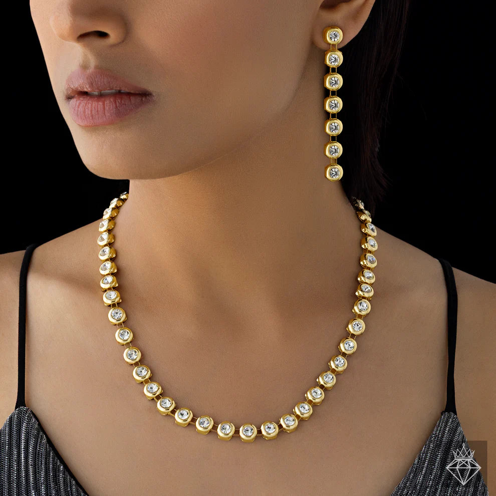 Celeste Anti-Tarnish AD Necklace Set With Earrings