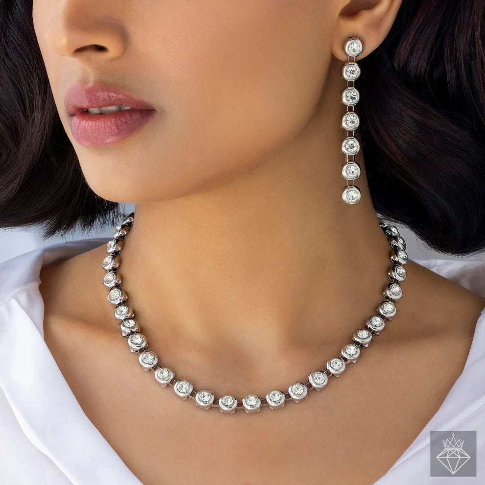 Celeste Anti-Tarnish AD Necklace Set With Earrings