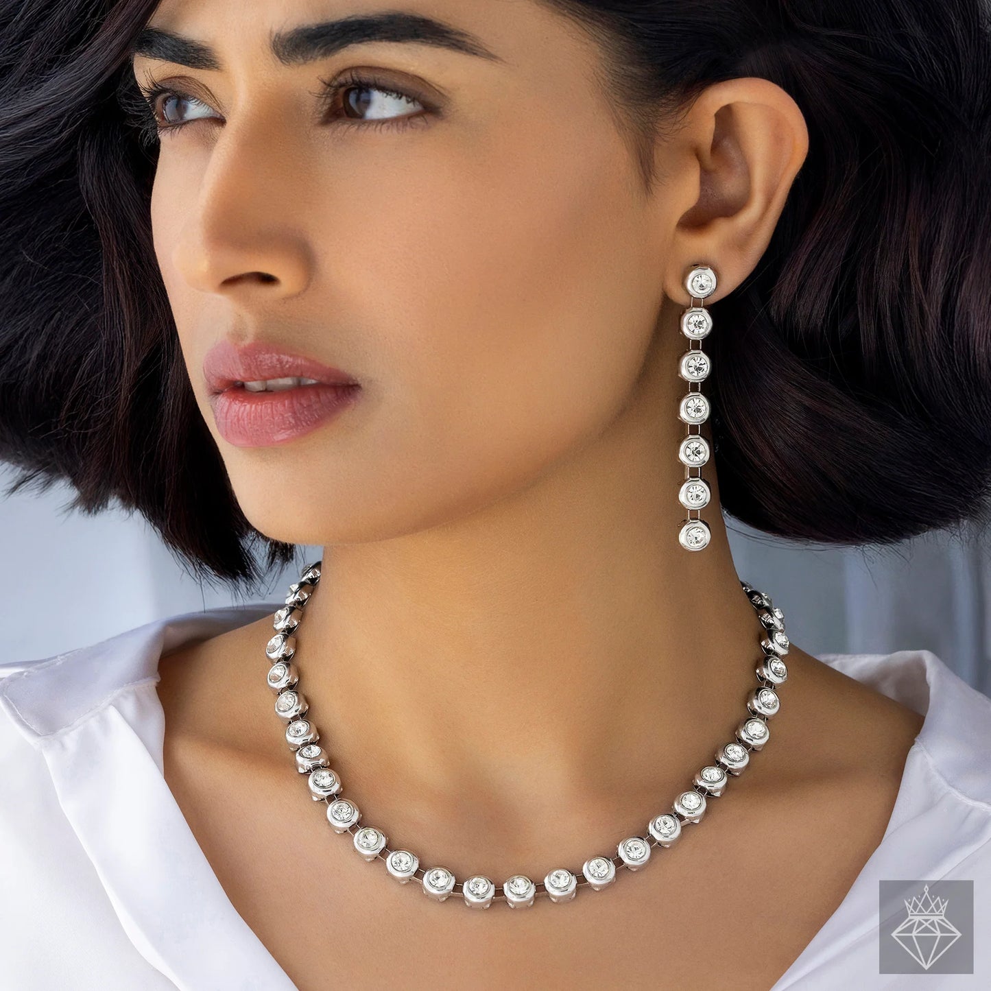Celeste Anti-Tarnish AD Necklace Set With Earrings