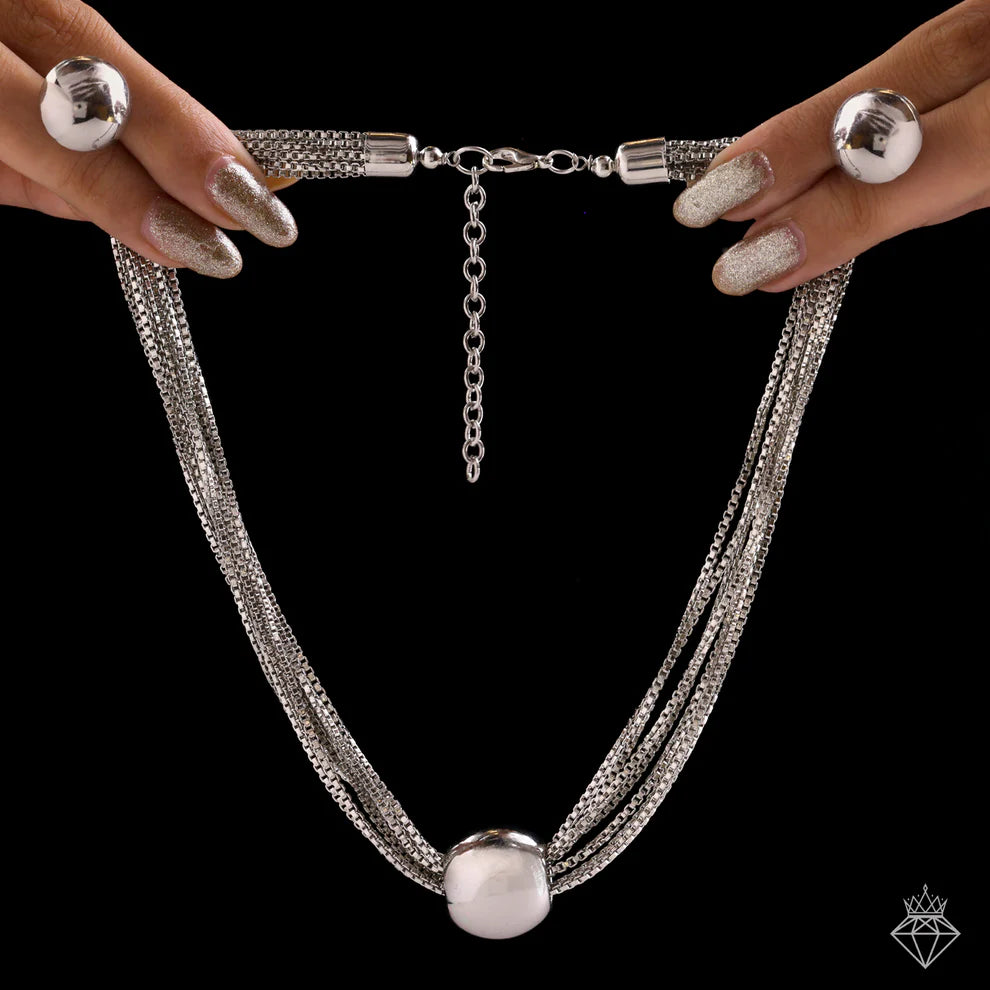 Celeste Anti-Tarnish Box Chain Necklace Set with Earrings