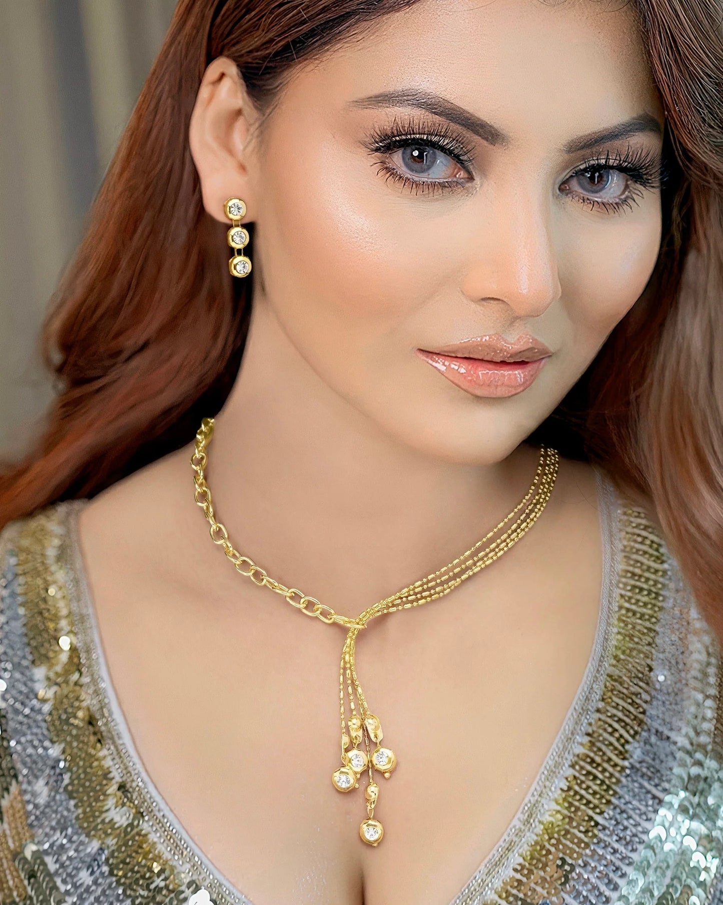 Celeste Anti-Tarnish High Fashion Crystal Necklace Set With Earrings