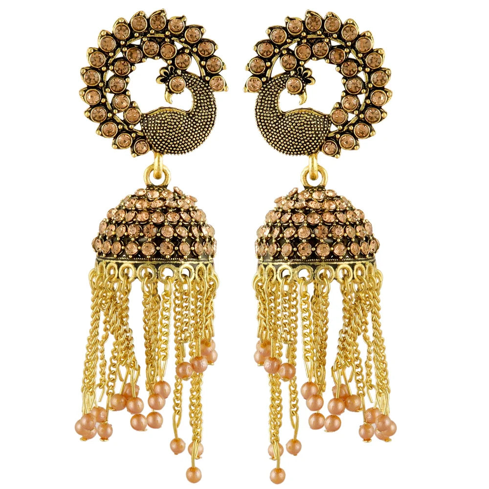 Heritage Peacock Jhumka Earrings – Celeste Jewells Heritage Collection