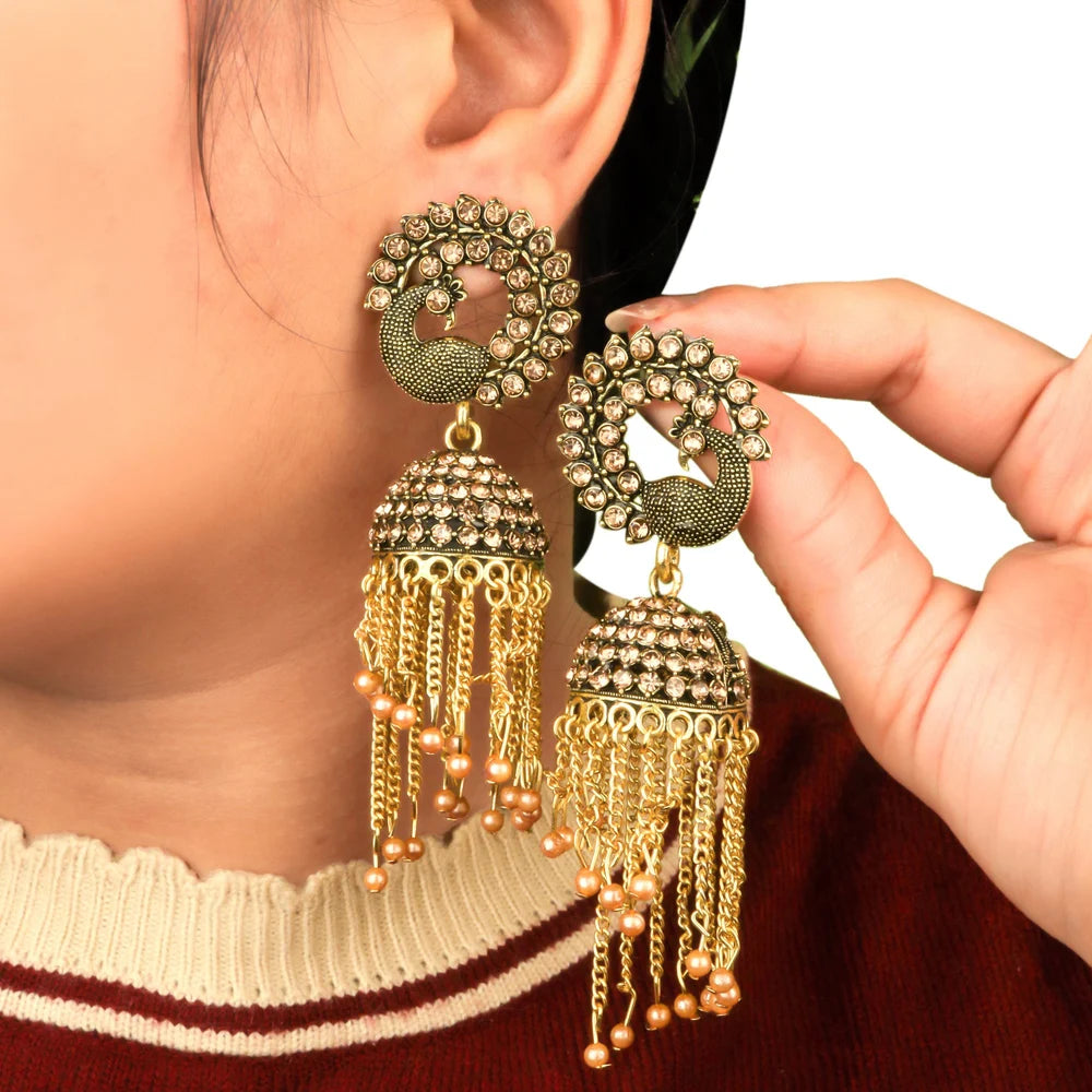 Heritage Peacock Jhumka Earrings – Celeste Jewells Heritage Collection