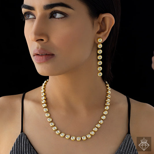 Celeste Anti-Tarnish AD Necklace Set With Earrings