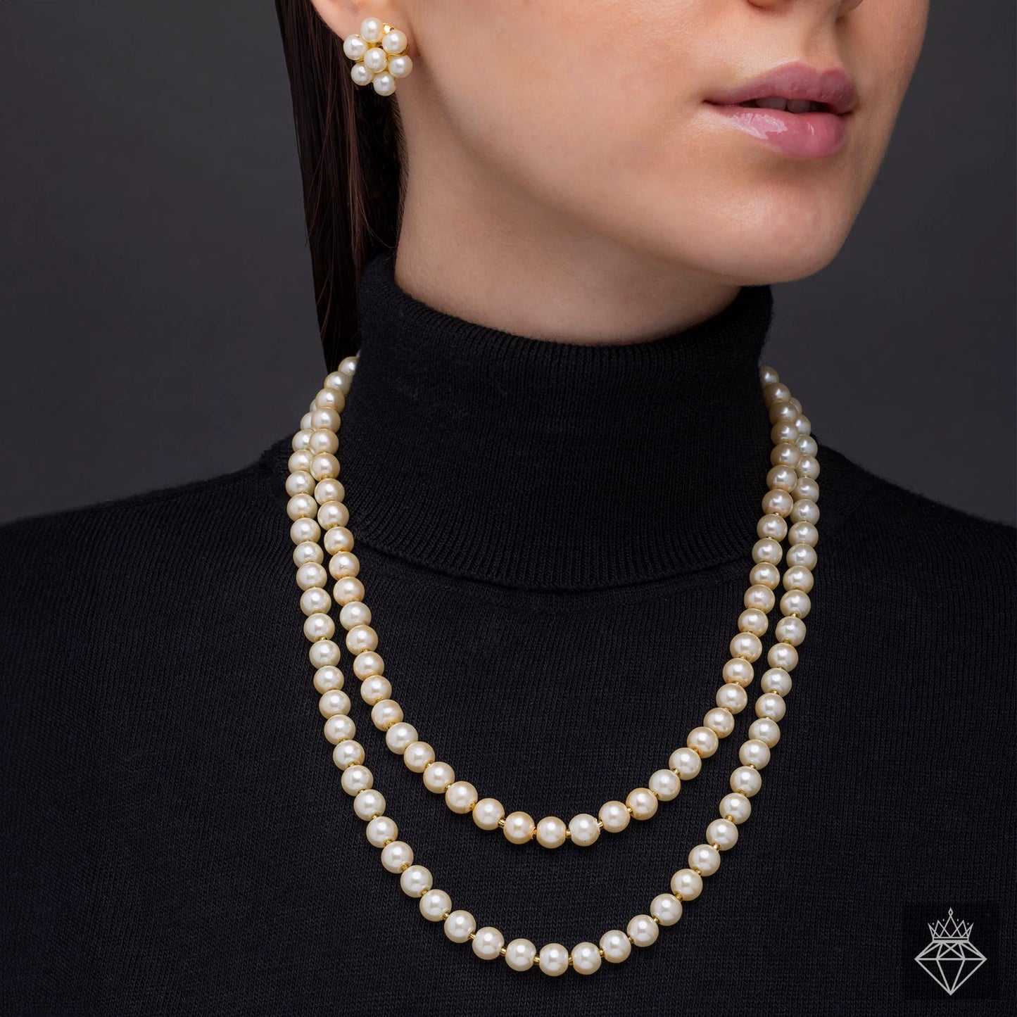 Celeste Multilayer Pearl Necklace Set With Earrings
