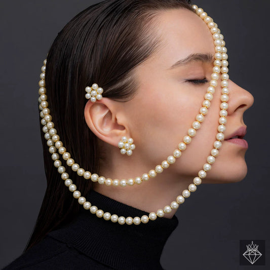 Celeste Multilayer Pearl Necklace Set With Earrings