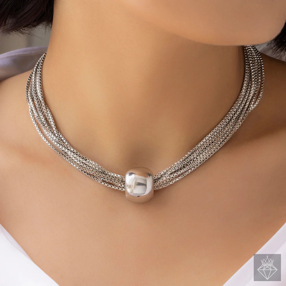 Celeste Anti-Tarnish Box Chain Necklace Set with Earrings